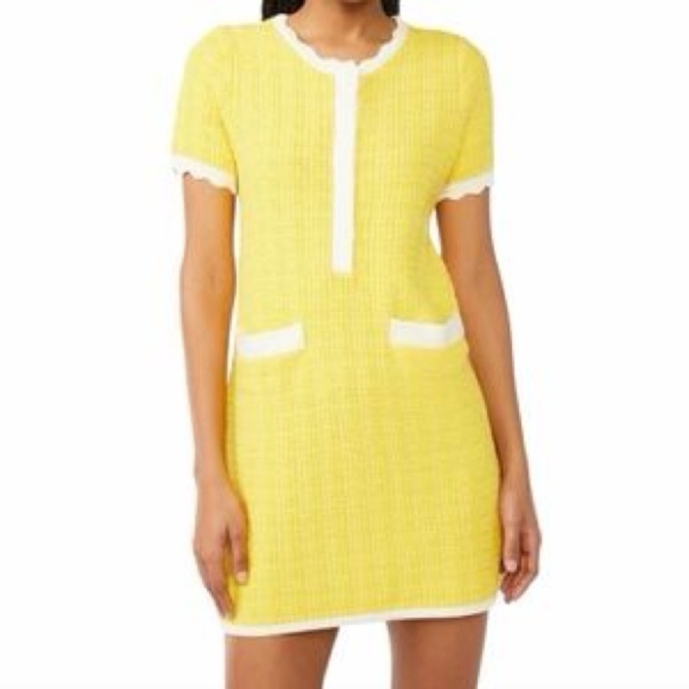 Vintage Inspired Yellow Mini Knit Retro Mod Sweater Dress XL Mad Men 1950s chic - Picture 3 of 11